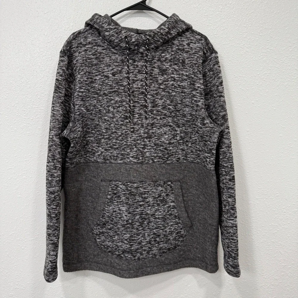BKE Mens Charcoal Heathered Fleece Lined Hoodie XL Pullover Pocket